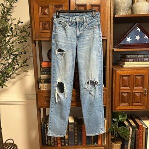 Old Navy Light Blue Distressed Straight Leg Jeans